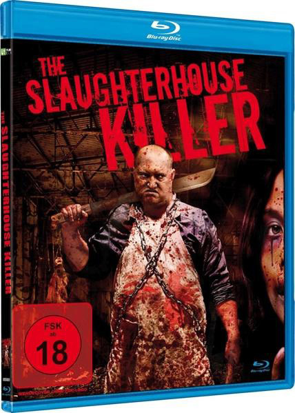 Filmcover mit einem Mann, der ein Beil hält, eine blutige Schürze trägt und eine verängstigte Frau.