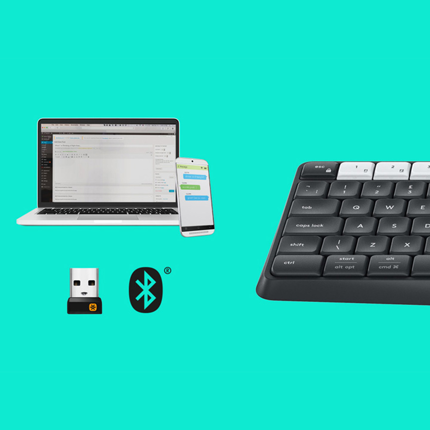 Teclado inalámbrico - Logitech K375S, Inalámbrico, Bluetooth, USB, Grafito