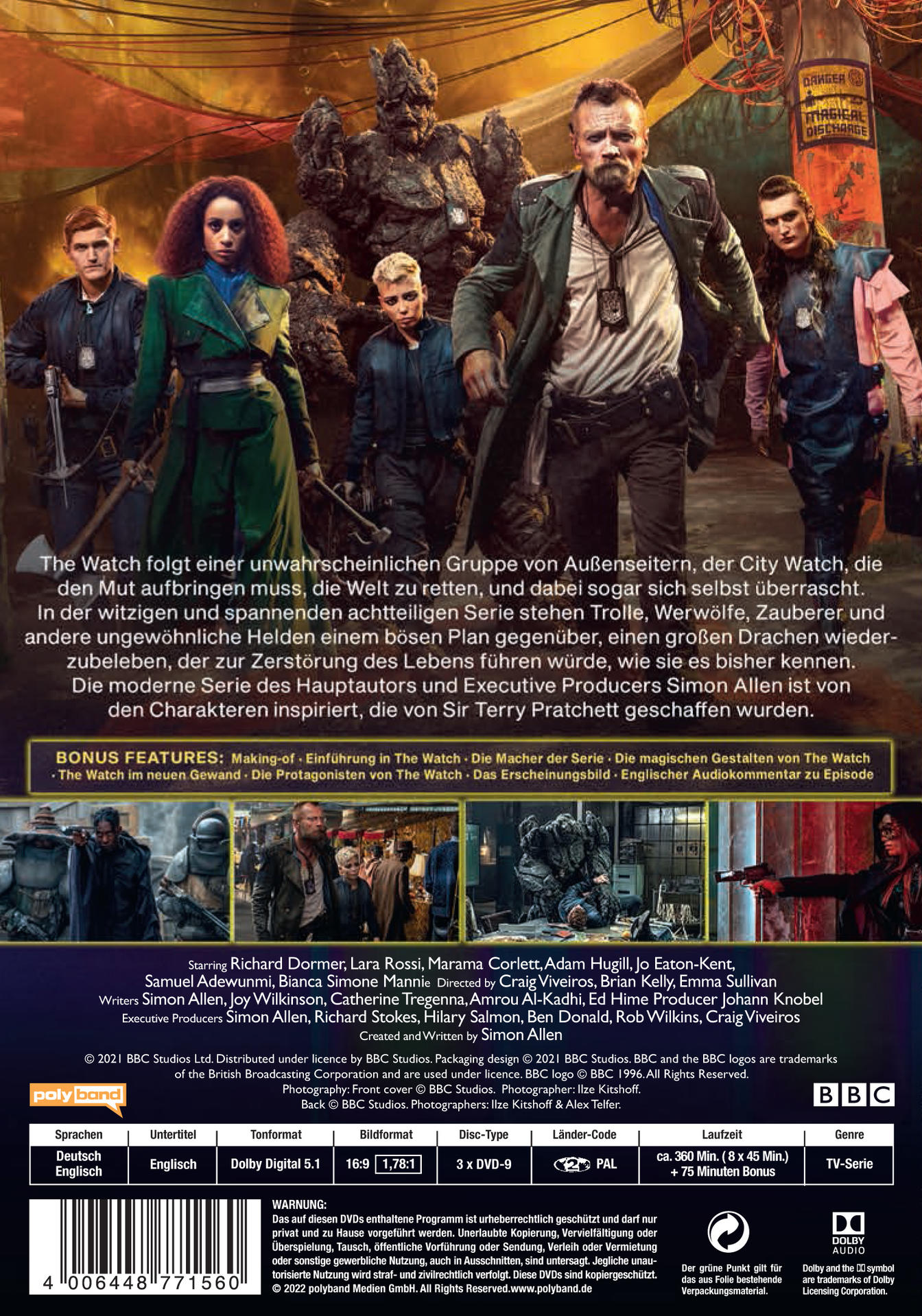 DVD-Cover mit verschiedenen Schauspielern, Text auf Deutsch und Werbetext.