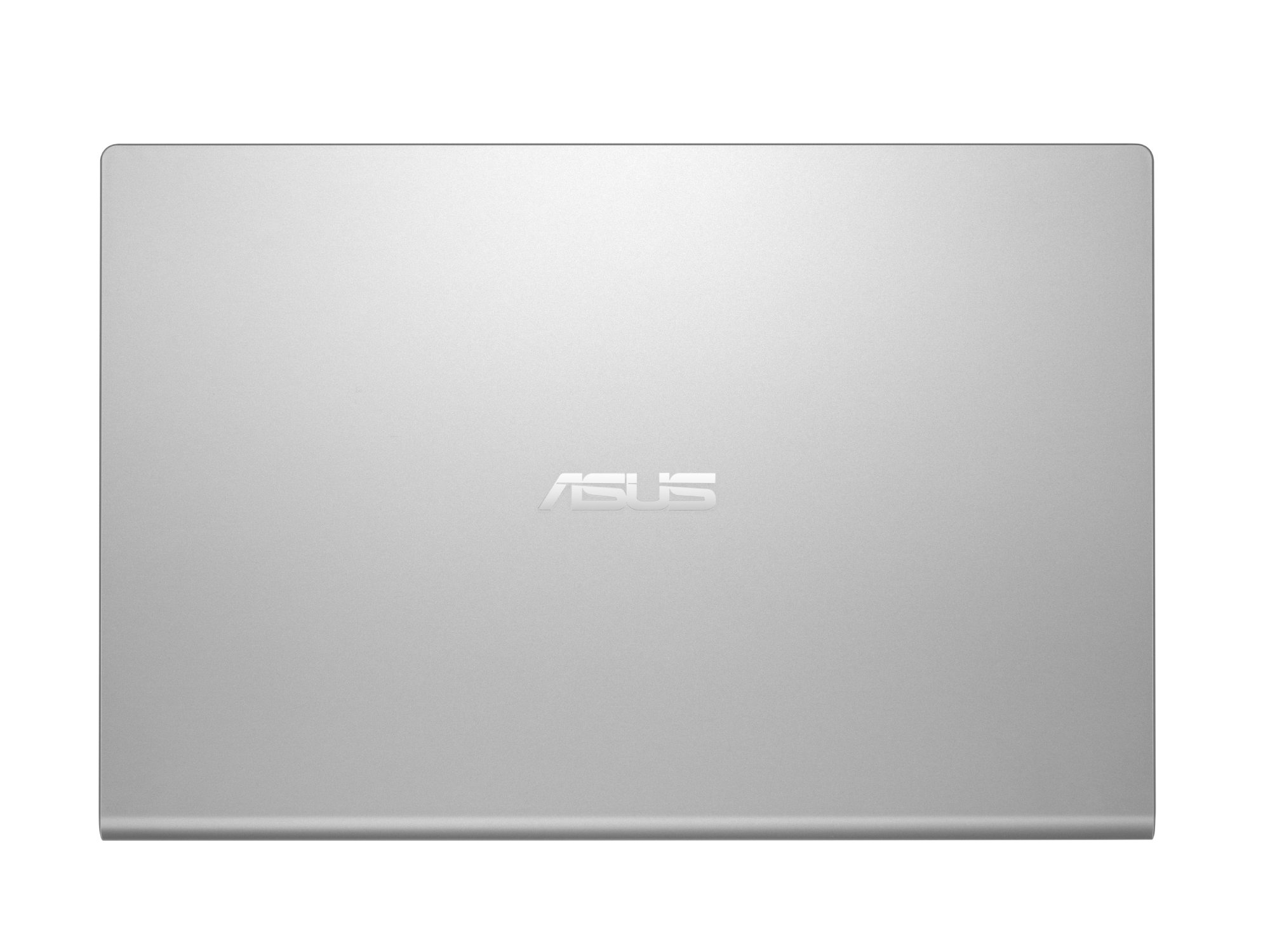 Vista superior de un portátil plateado con el logotipo de ASUS en el centro.