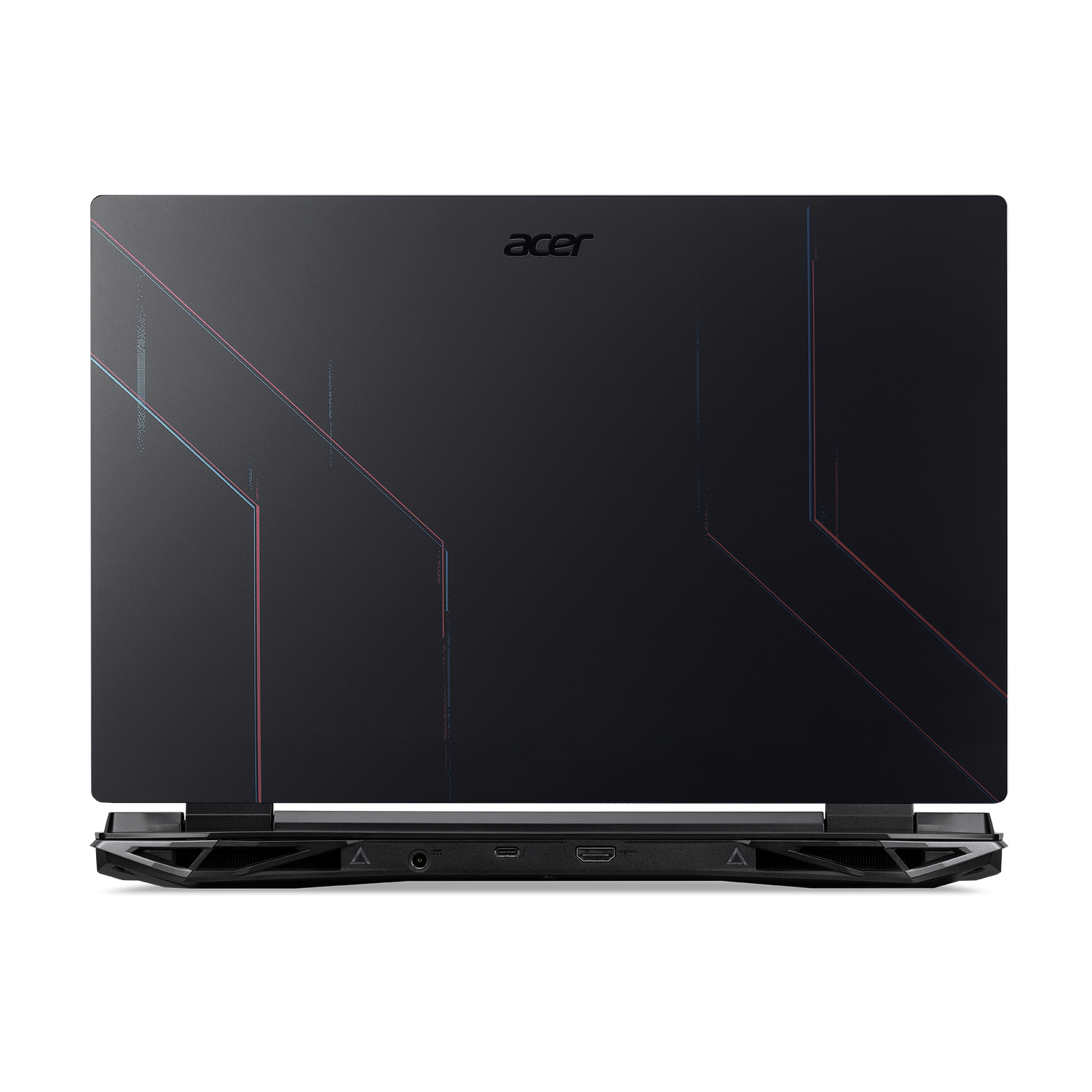 Ordenador portátil negro con el logo de Acer en la parte trasera.