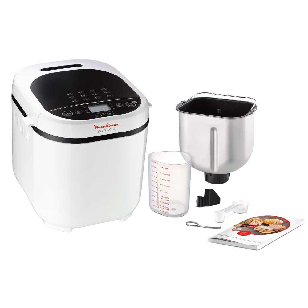 Panificadora - Moulinex OW2101 PAIN DORE, Potencia 650W, 3 Niveles de tostado, 12 Programas