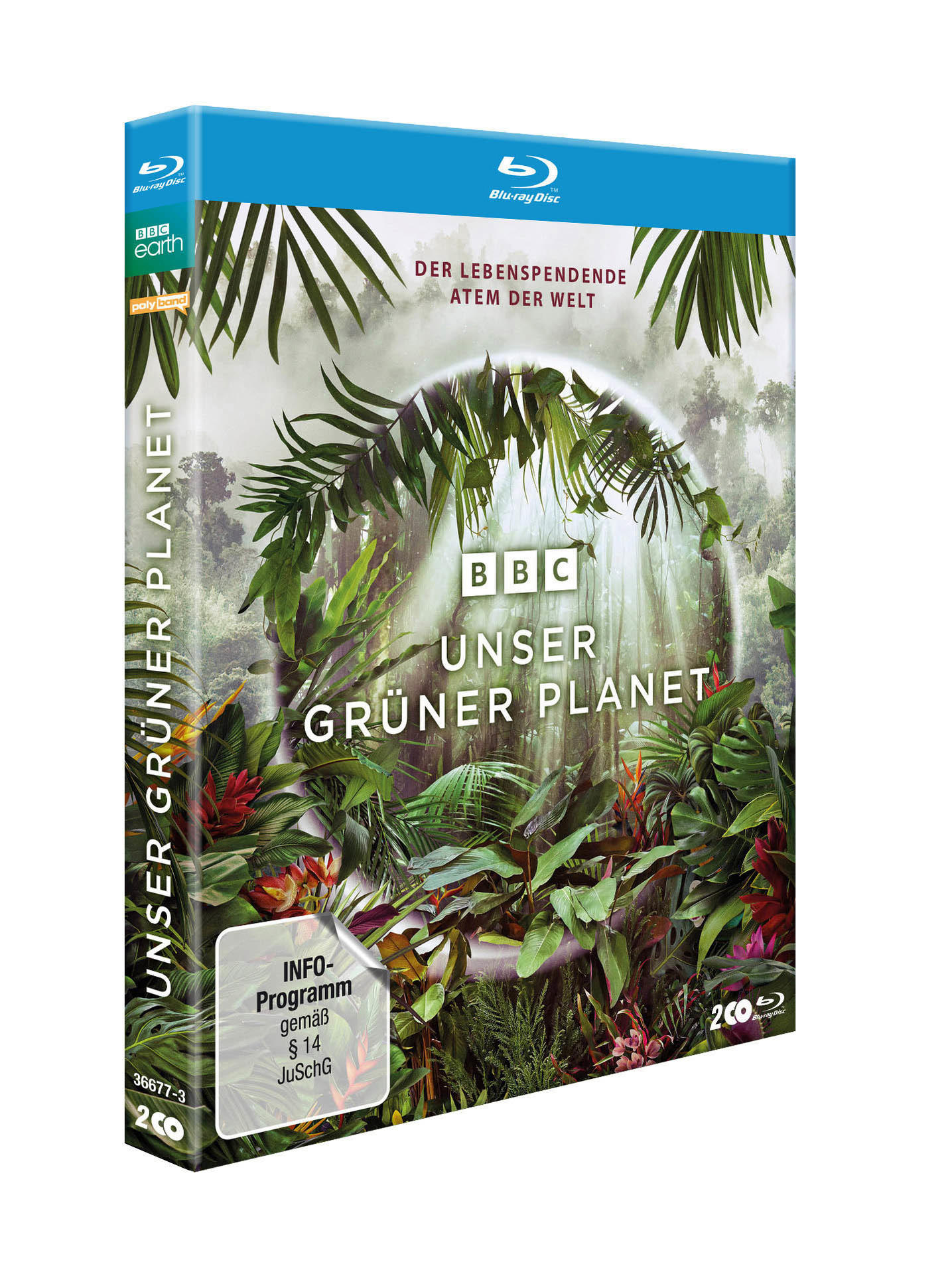 Blu-ray-Hülle von 'Unser Grüner Planet' mit deutschem Text, die eine Dschungel-Szene zeigt.