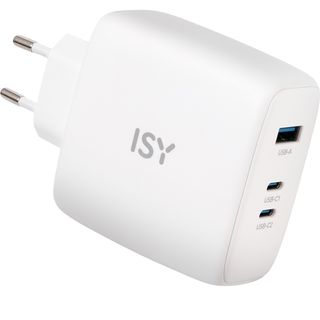 Cargador - ISY IAC 5100, Universal, 100 W, Tecnología GaN, Cable USB-C incluido, Blanco