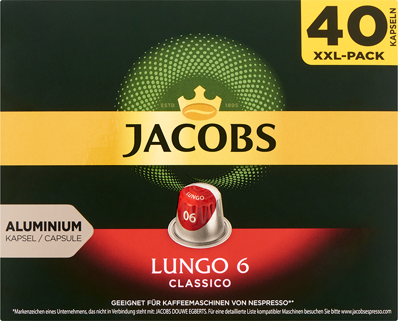 JACOBS NCC Lungo 6 Classico kapszula, 40db