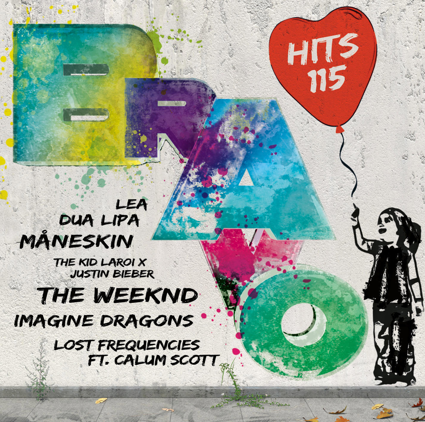 Bravo-Magazin-Cover. Bunte Buchstaben, ein roter Herzballon. Enthält: Dua Lipa, Maneskin, The Weeknd.