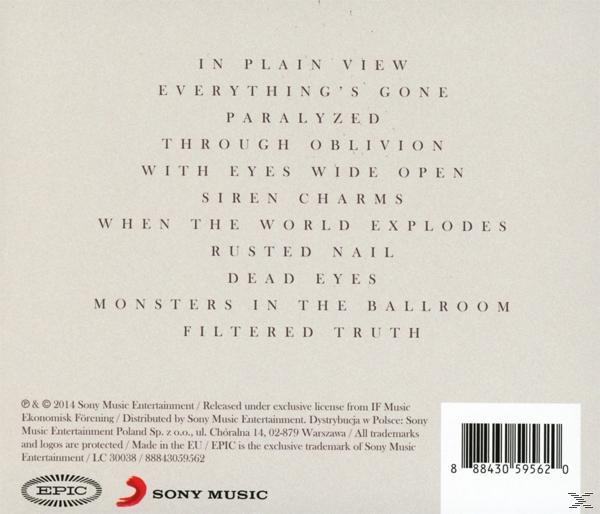 Rückseite einer CD-Hülle mit Songtiteln und Text.