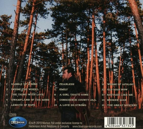 Albumcover mit Mann im Wald. Albumtitel und Songnamen befinden sich auf der Rückseite.