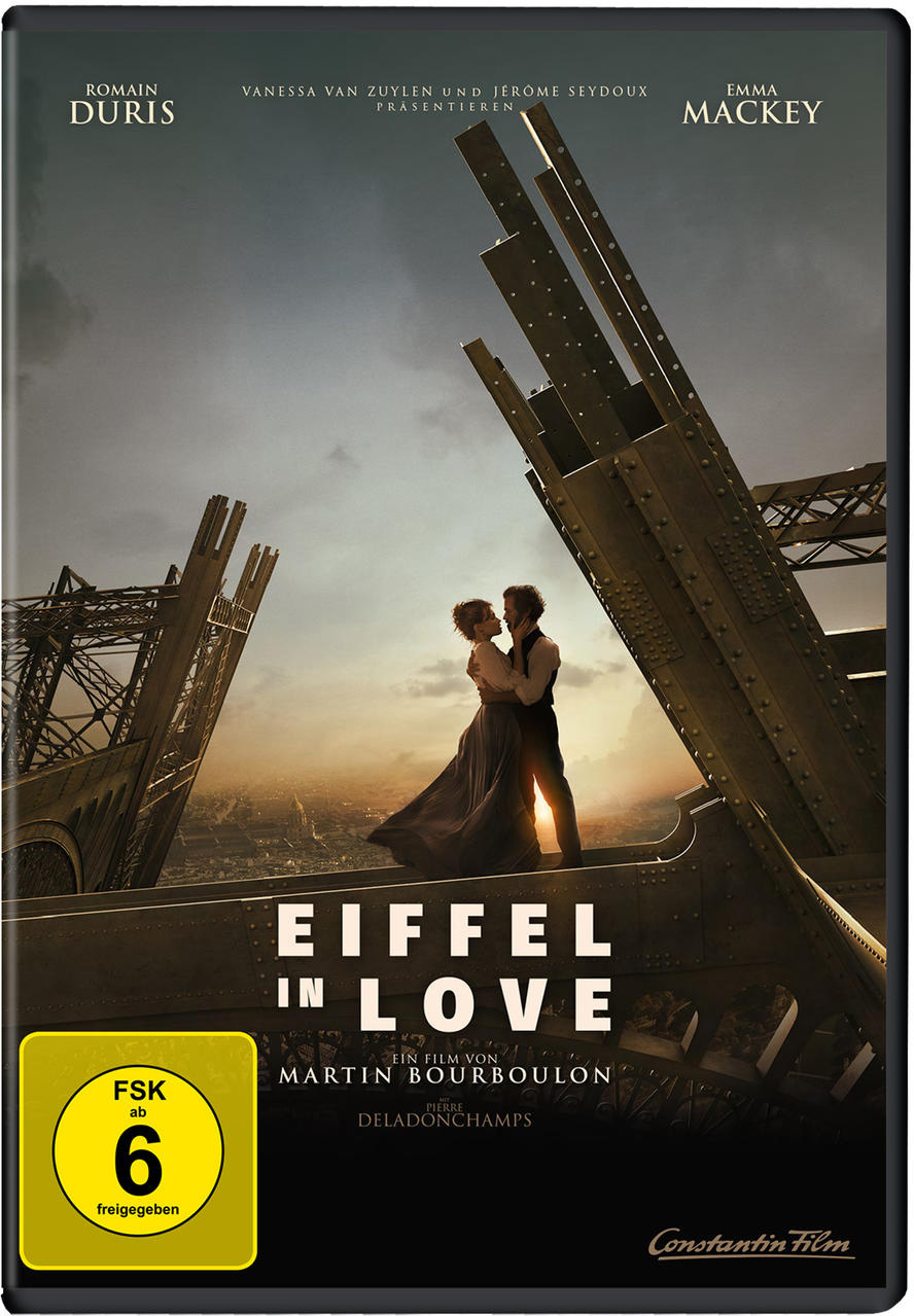 DVD-Cover des Films mit einem verliebten Paar. Eiffelturm im Hintergrund. Dunkler Himmel.
