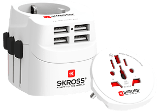 SKROSS PRO Light USB (4xA) – World - Weltreiseadapter (Weiss)