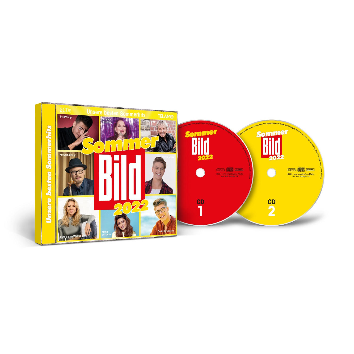 CD-Hülle mit zwei CDs. Buntes Cover mit Gesichtern. Weißer Hintergrund.