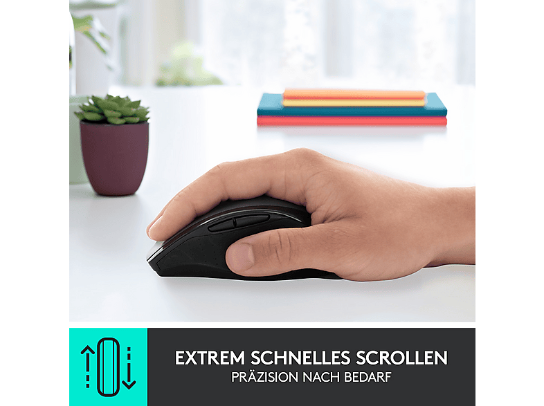 LOGITECH M705 Marathon Kabellose Maus, USB-Empfänger, Schwarz; PC Maus — Foto 2 von 5