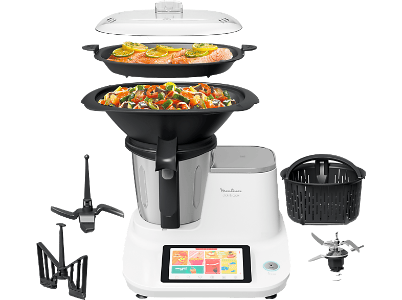 Moulinex Click &Cook HF5061, 1400 W, 3.6 l, 32 Funciones, 10 Programas, Báscula, Blanco