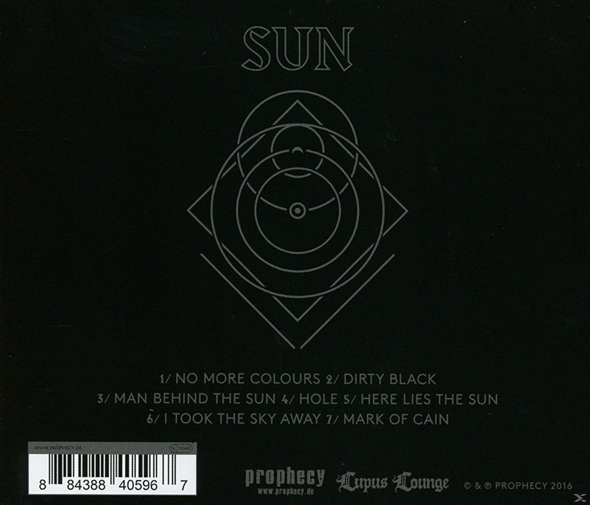 Schwarzes Albumcover mit Kreisen und Text: SUN.