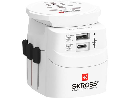 SKROSS PRO Light USB (AC)– World - Weltreiseadapter (Weiss)
