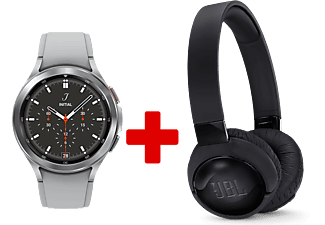 SAMSUNG Galaxy Watch 4 Classic 46 mm Zilver + Draadloze hoofdtelefoon Tune 600 Bluetooth Noisecancelling Zwart