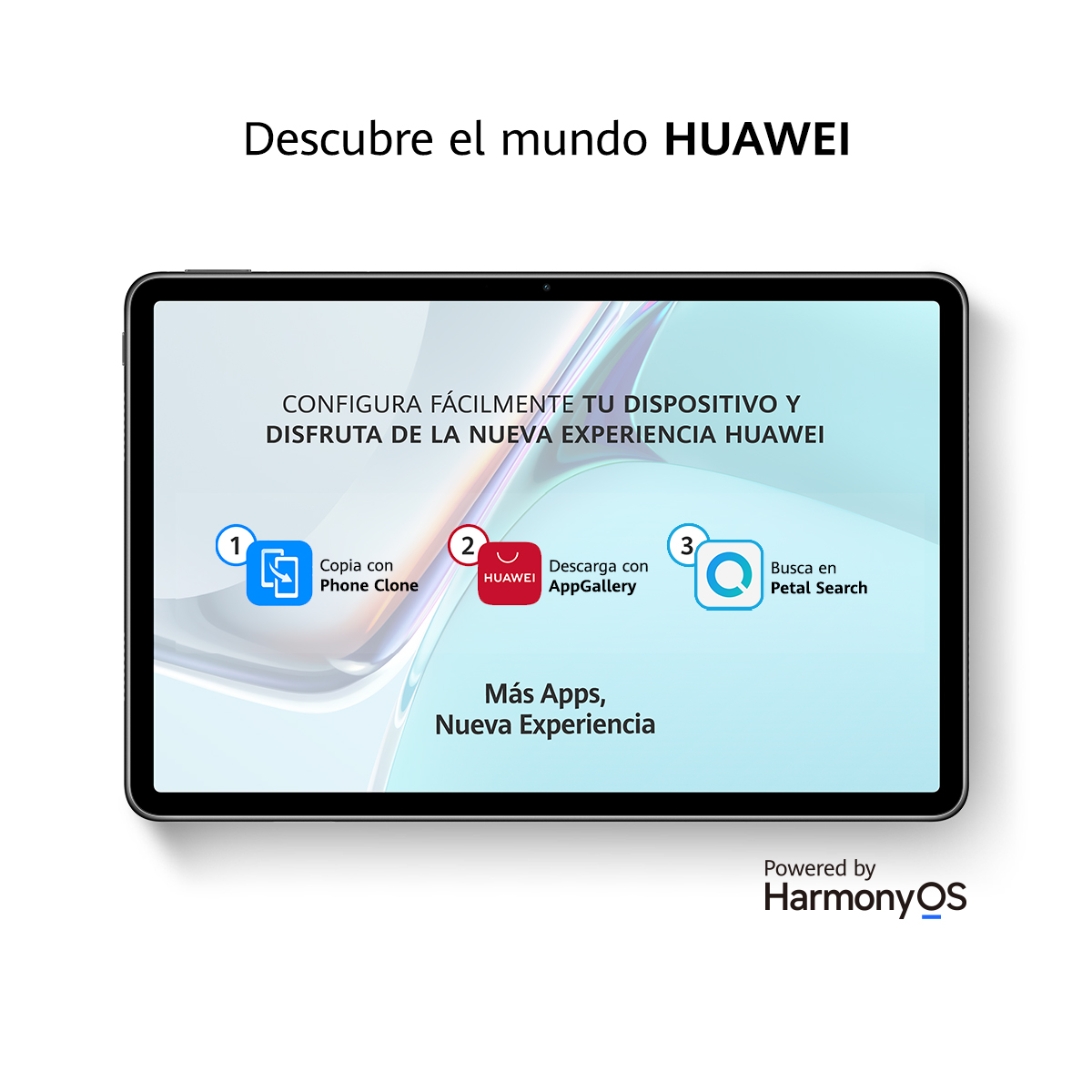 Pantalla de tableta con texto. Tiene un fondo blanco con iconos y texto en español.