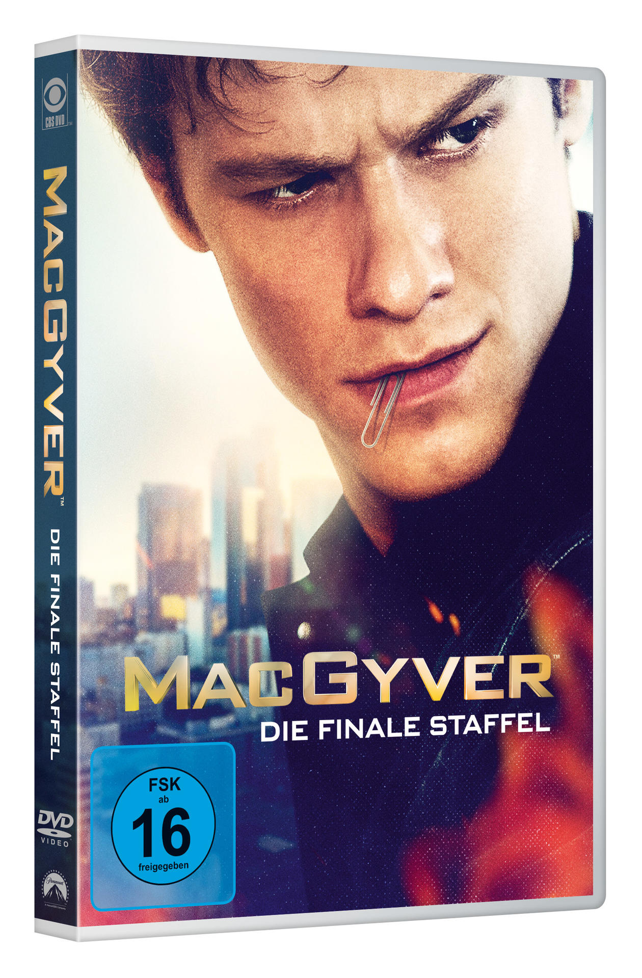 DVD-Hülle für MacGyver mit dem Gesicht eines Mannes und dem Serientitel auf Deutsch.