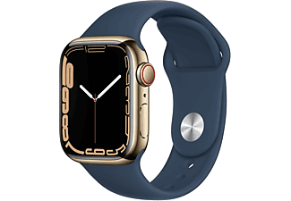 APPLE Watch Series 7 Cellular 41 mm goud roestvrij staal / blauwe sportband