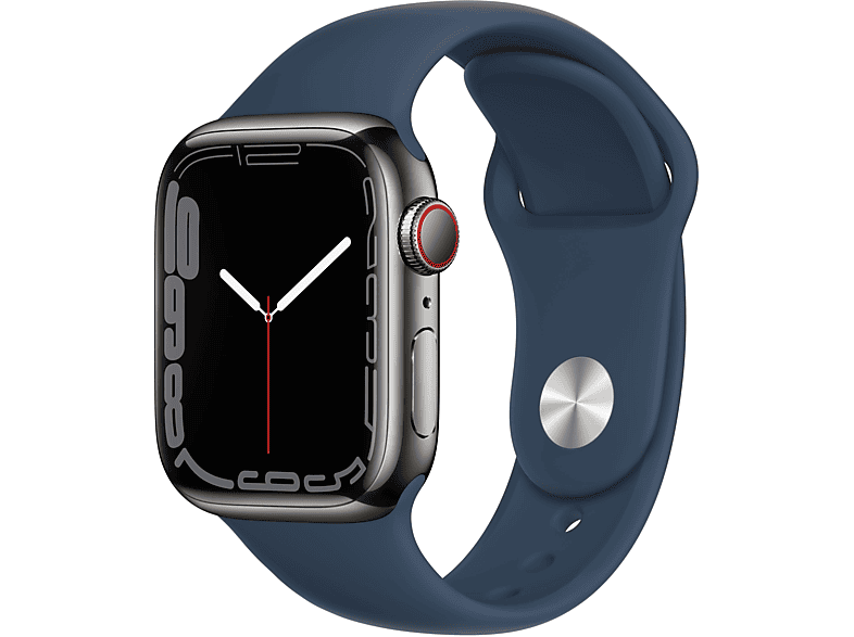 Apple Watch Series 7 Cellular 41 Mm Grafiet Roestvrij Staal / Middernacht Sportband