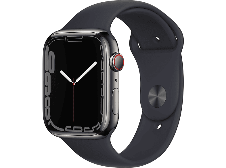 Apple Watch Series 7 Cellular 45 Mm Grafiet Roestvrij Staal / Middernacht Sportband
