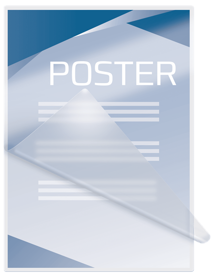 Poszter átlátszó műanyag tokban, a POSTER szó látható.