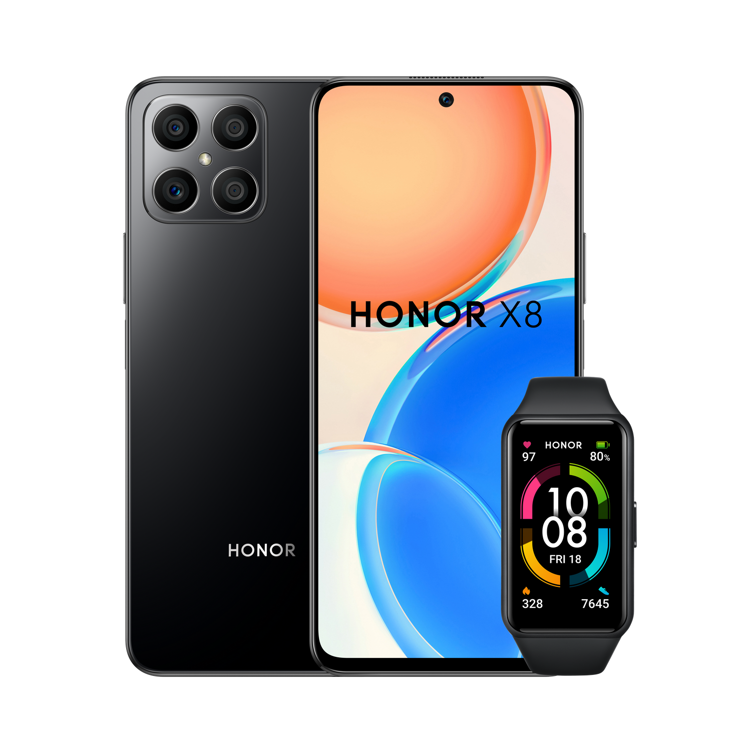 Móvil - Honor X8 4G, Negro, 128 GB, 6 GB RAM, 6.7 " FHD, Qualcomm Snapdragon 680, 4000 mAh, Android + Band 6 B
