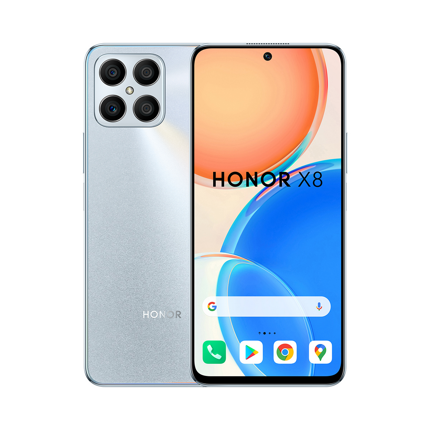 Honor X8 4G, Plata, 128 GB, 6 GB RAM, 6.7 " FHD, Qualcomm Snapdragon 680, 4000 mAh, Android + Band 6 B
