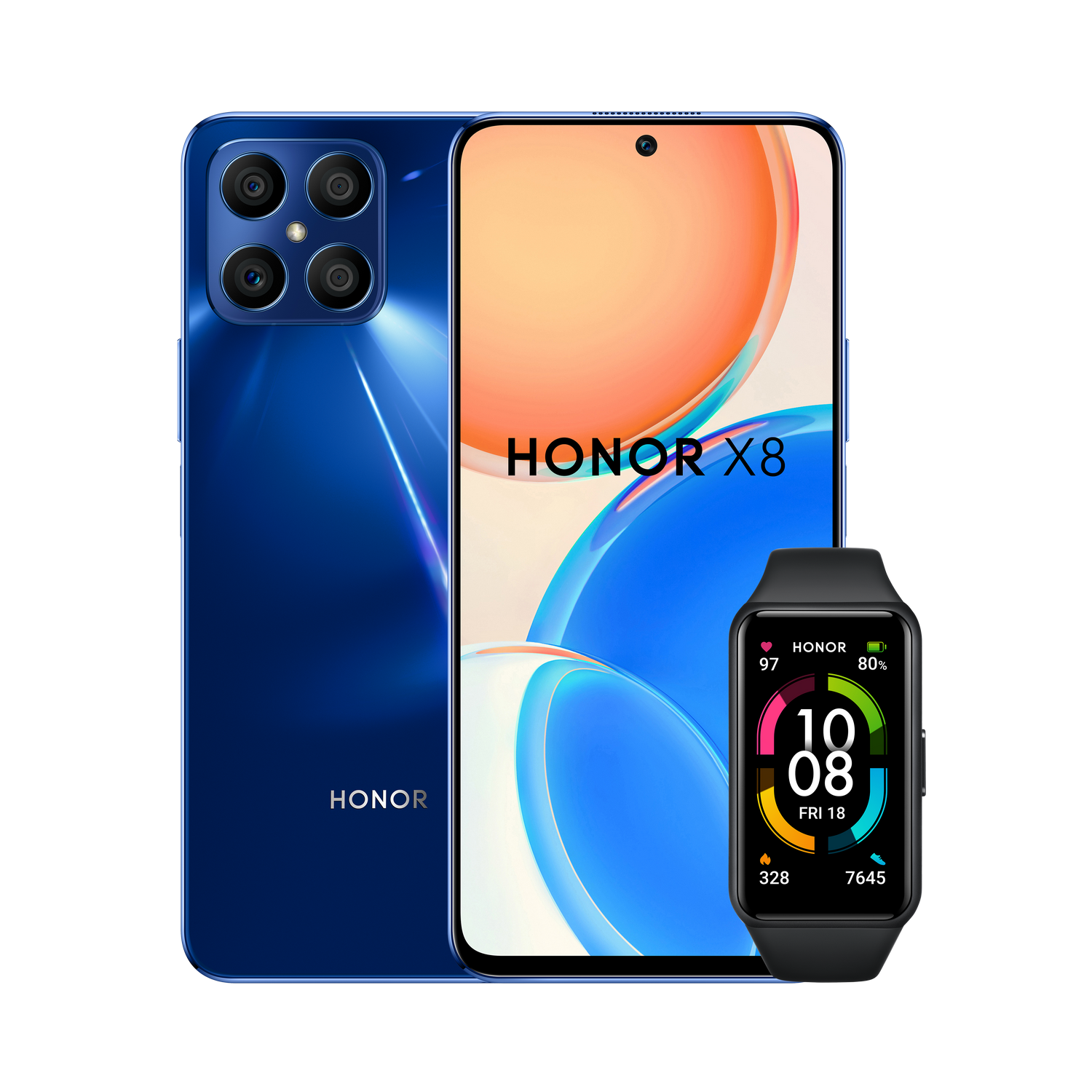 Móvil - Honor X8 4G, Azul, 128 GB, 6 GB RAM, 6.7 " FHD, Qualcomm Snapdragon 680, 4000 mAh, Android + Band 6 B