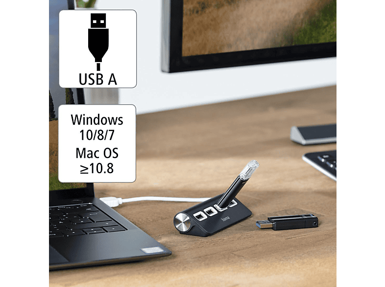 Thumbnail - HAMA 4 Ports, USB-Hub, Schwarz