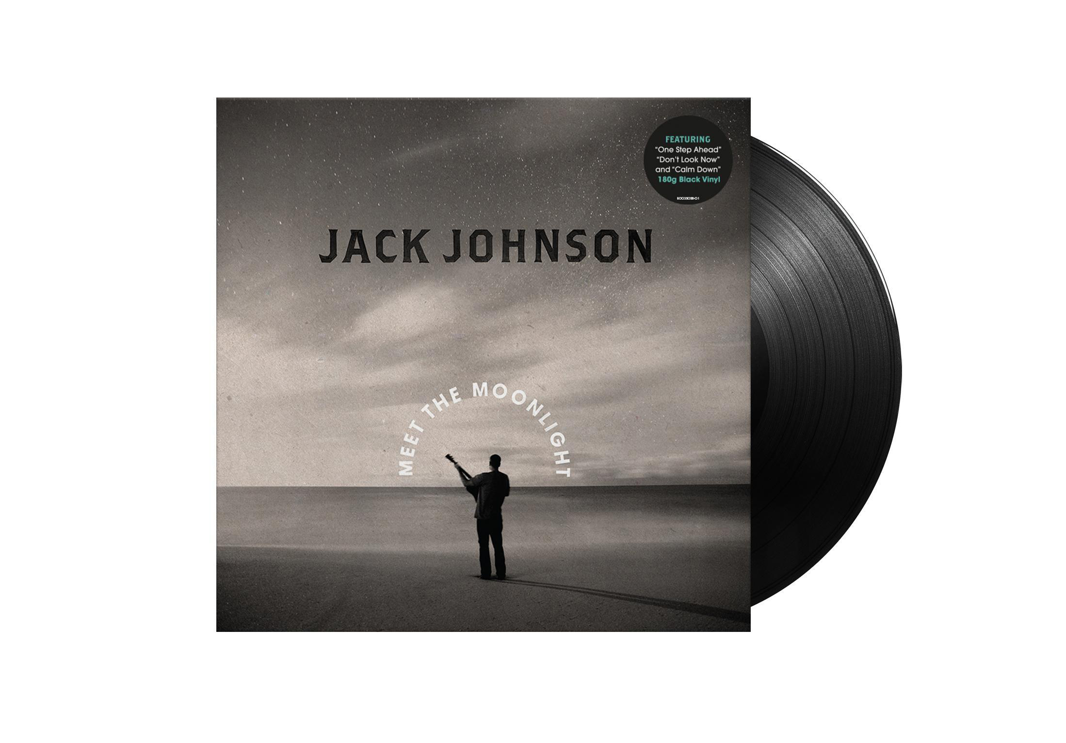 Albumcover: Jack Johnson spielt Gitarre am Strand. Titel: Meet the Moonlight.