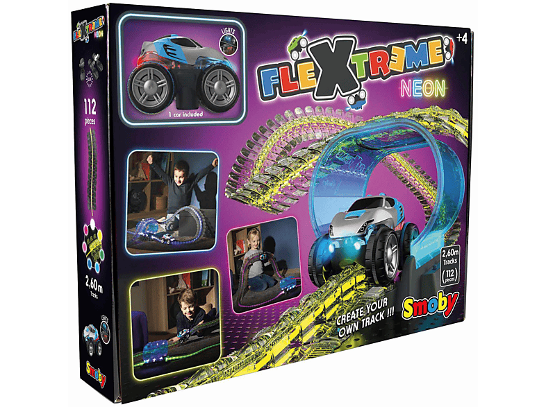 SMOBY FleXtreme Neon Rennbahn Set Spielzeugrennbahn, Mehrfarbig (300)