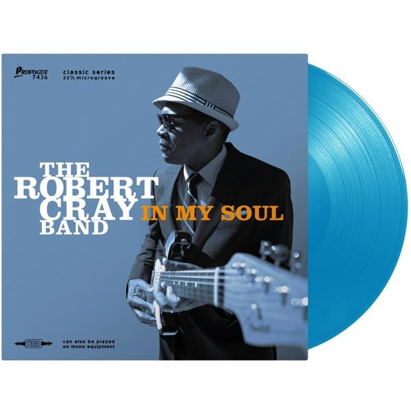 A 'The Robert Cray Band In My Soul' album borítója, mellette egy kék bakelit lemezzel.
