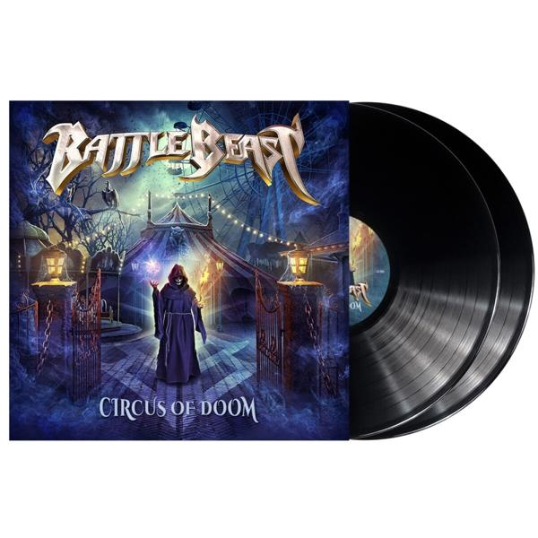 Album borító fantasy jelenettel és két fekete bakelit lemezzel.
