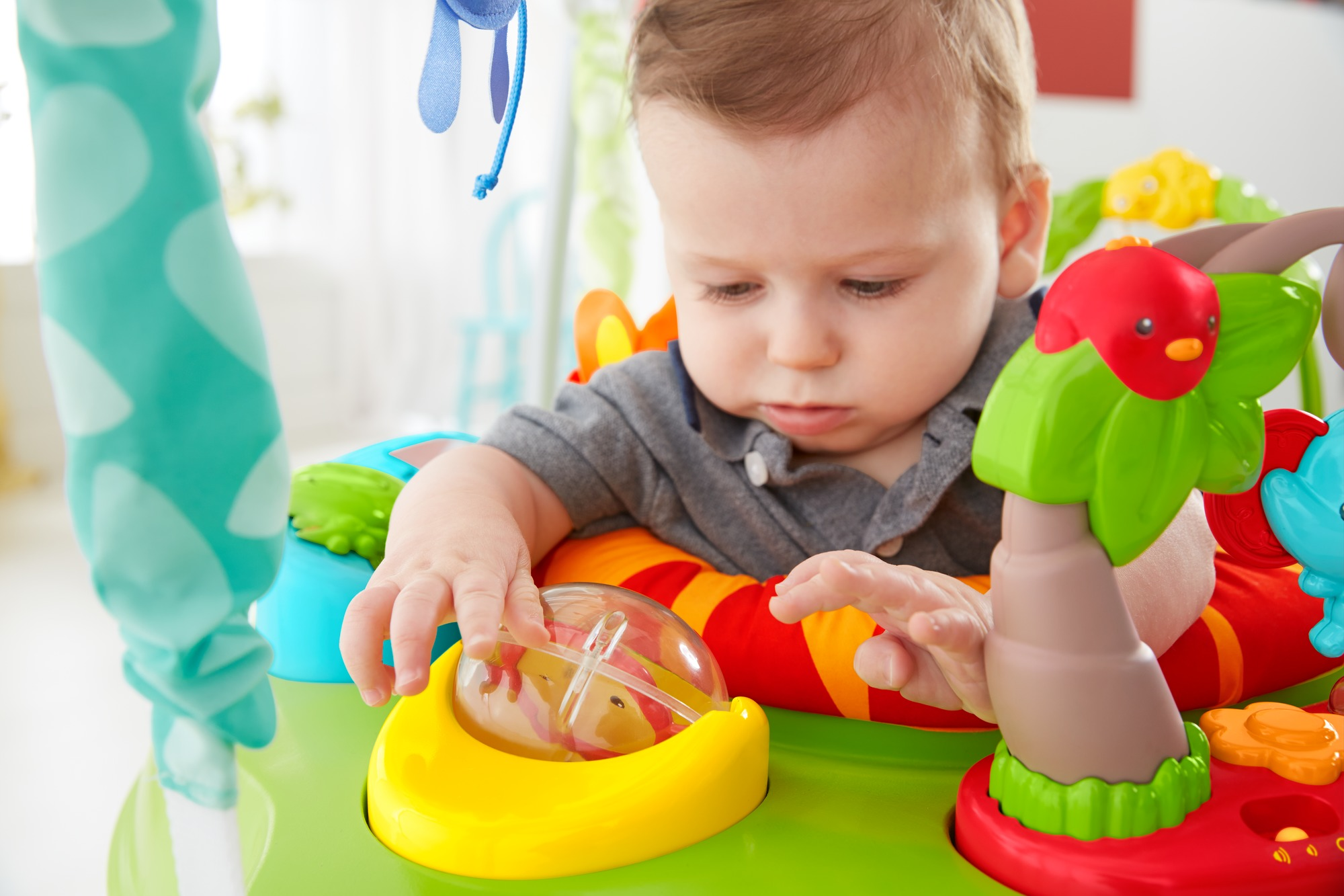 FISHER PRICE Spielspaß Rainforest Jumperoo, Tür-Hopser, Baby-Hopser Baby Hopser Mehrfarbig