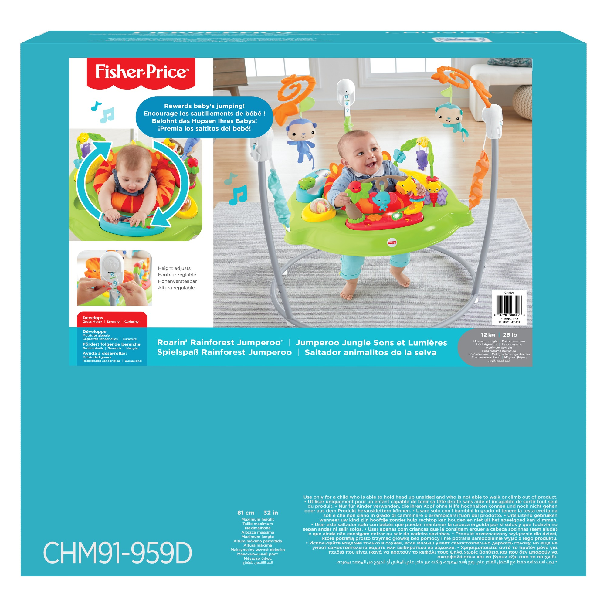 FISHER PRICE Spielspaß Rainforest Jumperoo, Tür-Hopser, Baby-Hopser Baby Hopser Mehrfarbig