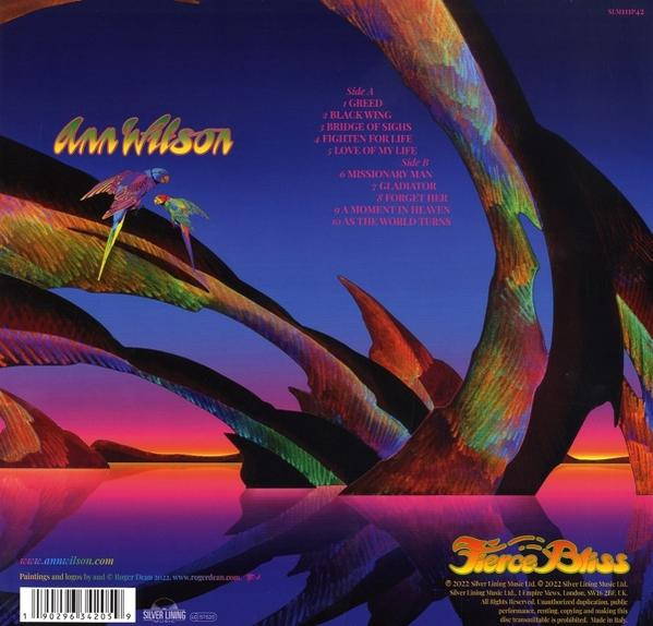 Rückseite eines Musikalbums von Ann Wilson, mit farbenfrohem Design und Songtiteln.