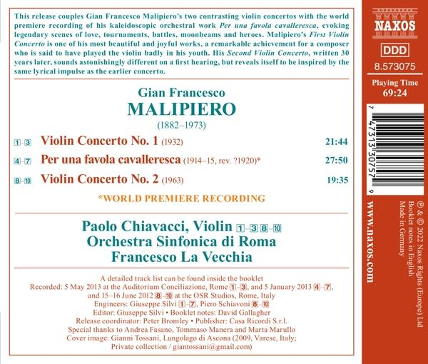 Chiavacci/La Vecchia/Orchestra Sinfonica di Roma - Violinkonzerte 1 und 2  - (CD)