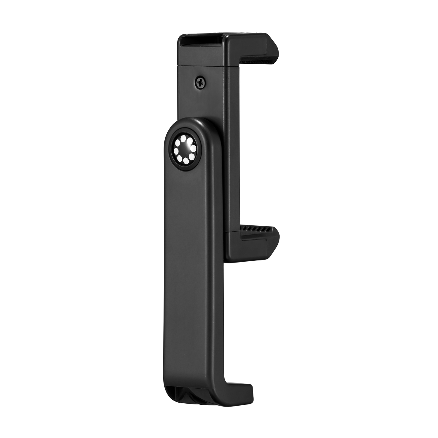 Supporto per telefono nero. Regolabile, per telefoni. Colore nero.