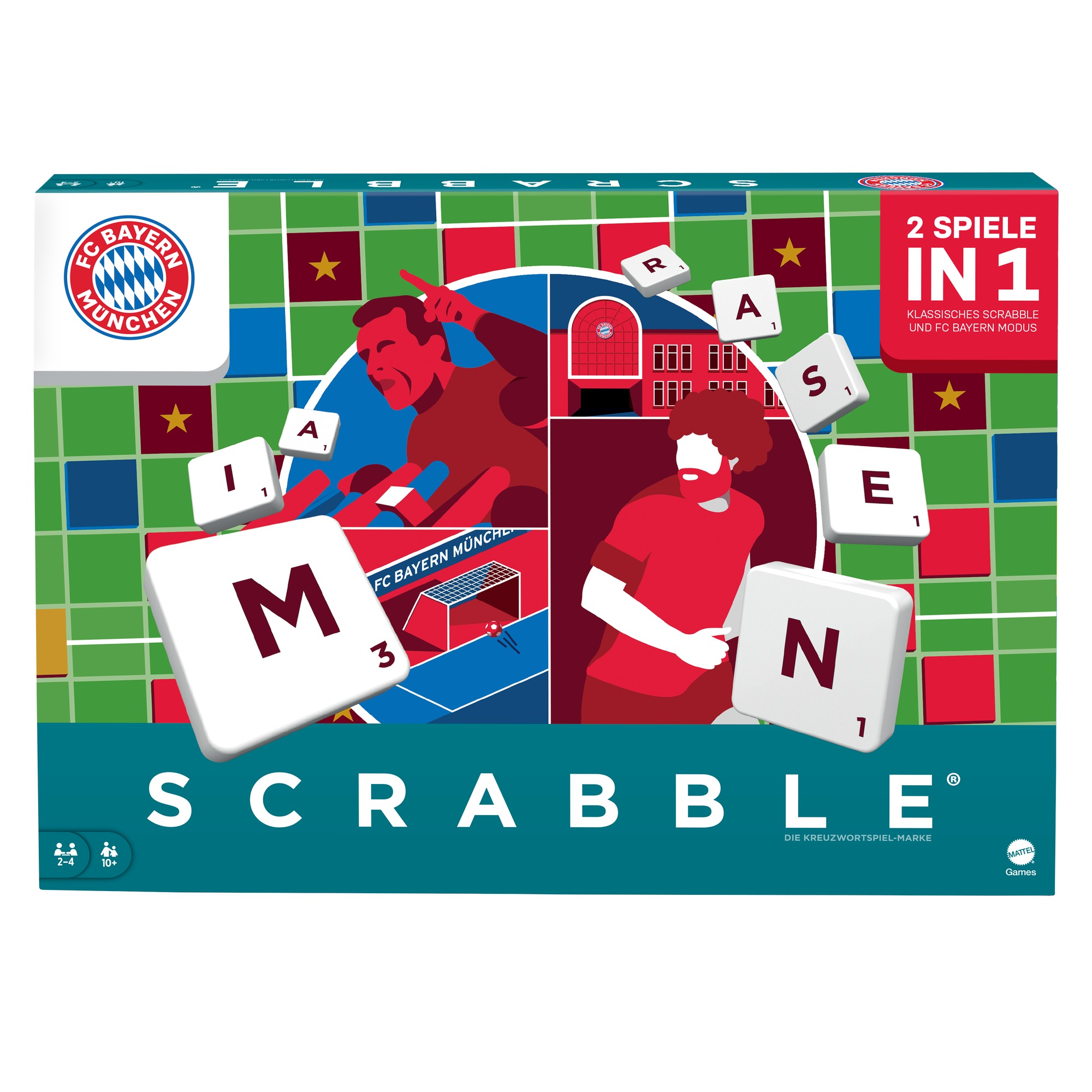 GAMES Bayern FC Mehrfarbig MATTEL Scrabble München, Familienbrettspiel Spieleklassiker