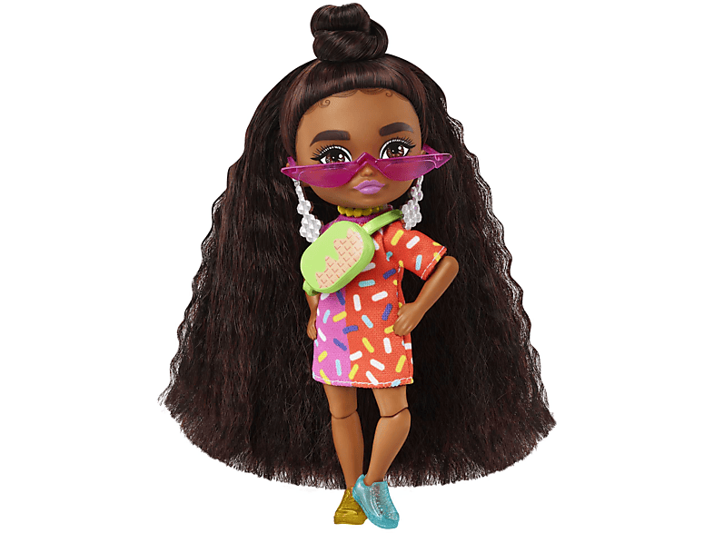 Thumbnail - BARBIE Extra Minis-Puppe (ca. 14 cm) mit Moden, Accessoires und Puppenständer Spielzeugpuppe Mehrfarbig