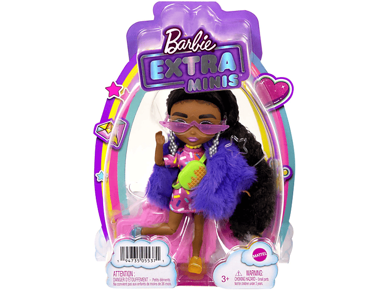 BARBIE Extra Minis-Puppe (ca. 14 cm) mit Moden, Accessoires und Puppenständer Spielzeugpuppe Mehrfarbig