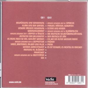 Buchcover mit deutschem Text, rotem Hintergrund und Barcode. Inhalt von CD1 und CD2.