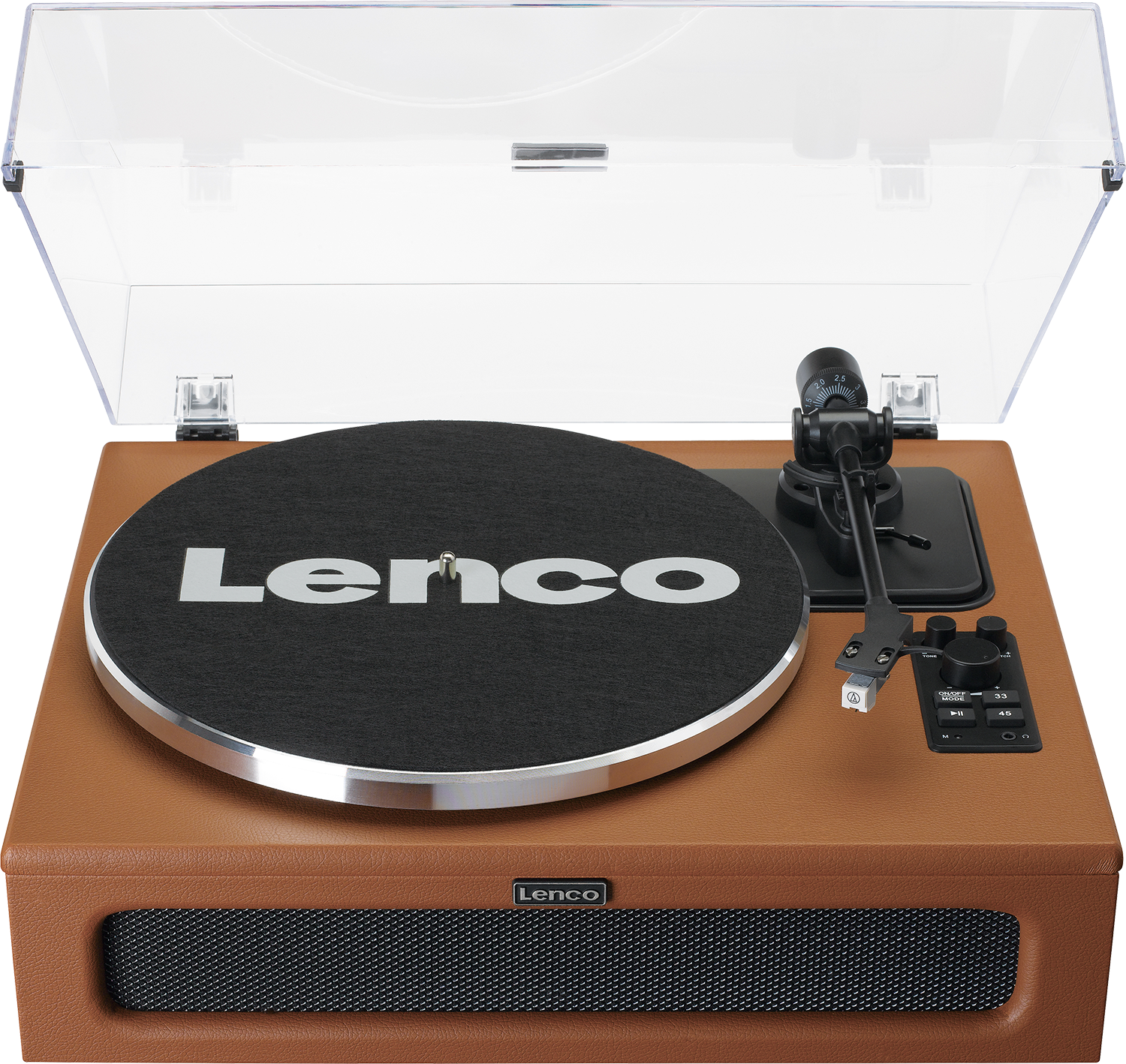 Lenco LS-430BN - Platenspeler met Bluetooth - 4 ingebouwde Speakers - Extra Naald - Bruin