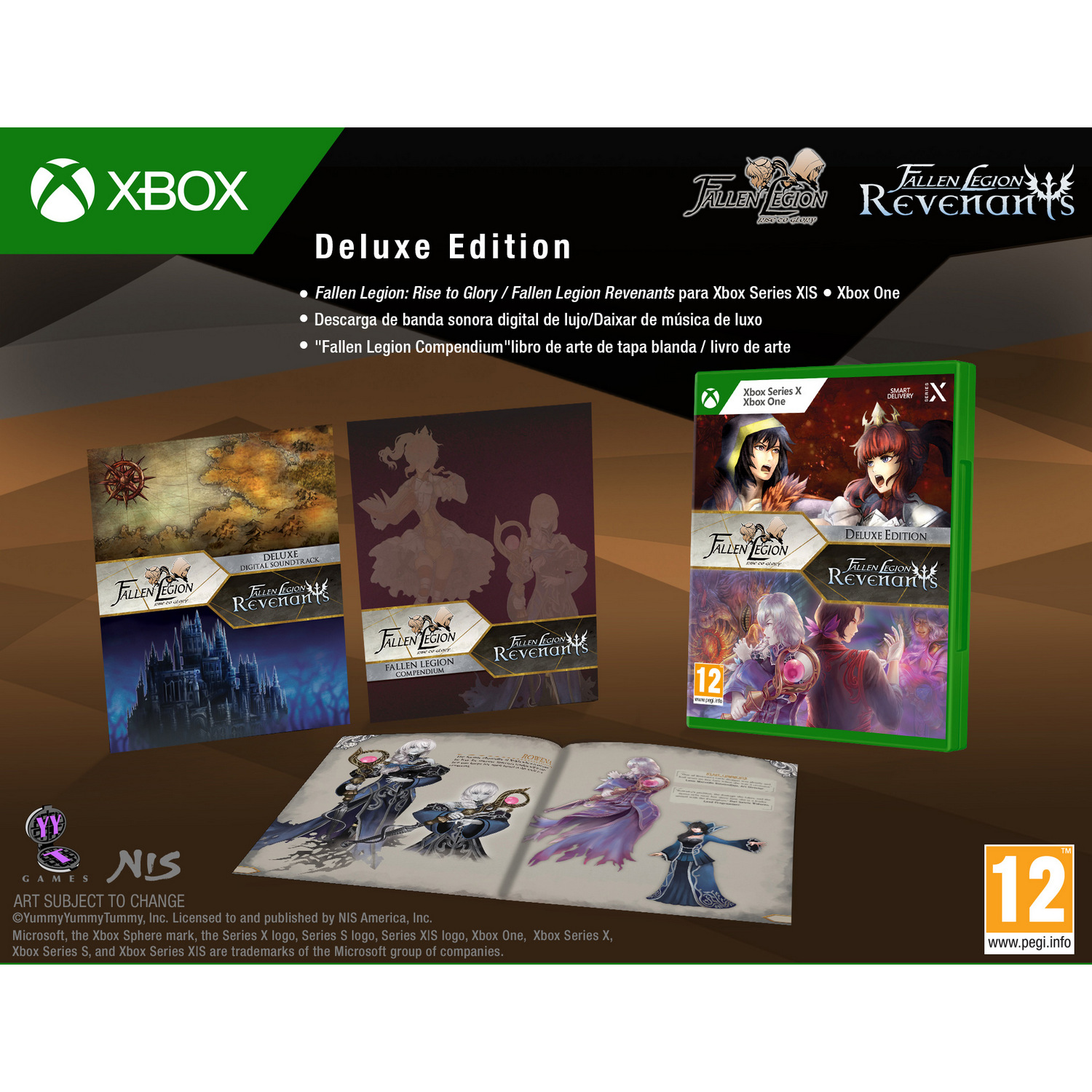 Caja de juego Xbox. Fallen Legion Revenants. La portada muestra una ilustración.