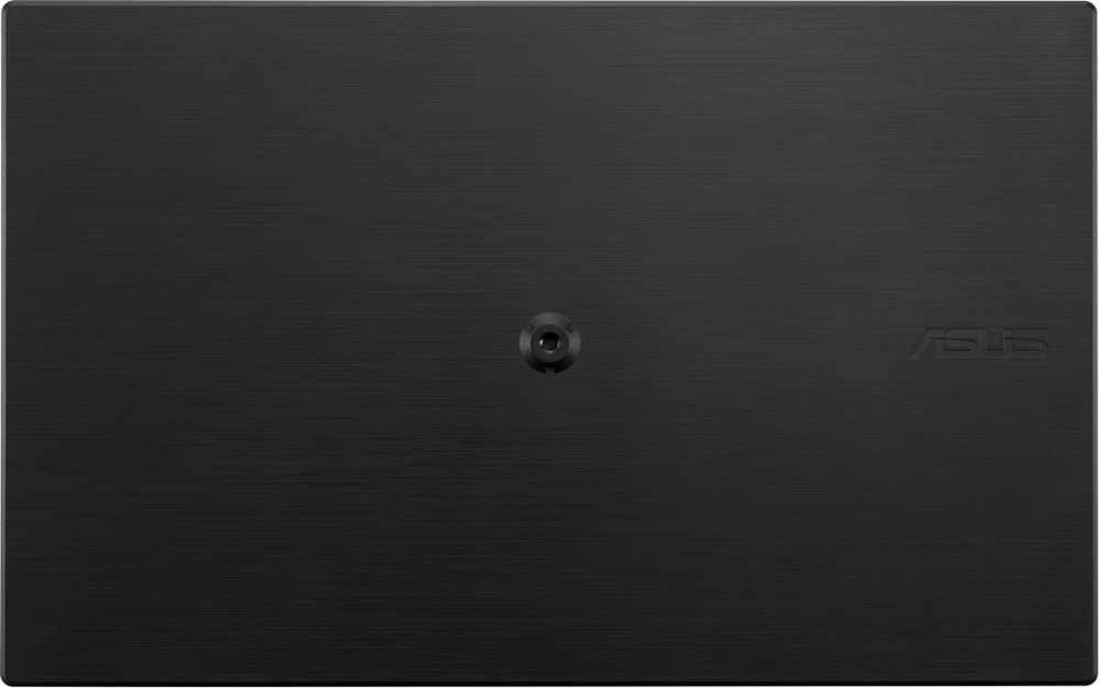 Ordinateur portable noir avec une caméra au centre et le logo ASUS à droite.