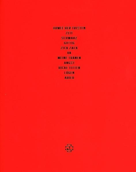 Roter Hintergrund mit weißem Text. Album-Trackliste. Text scheint Songtitel zu sein.