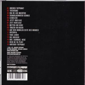 Albumcover mit Songtiteln auf Deutsch. Der Hintergrund ist schwarz.