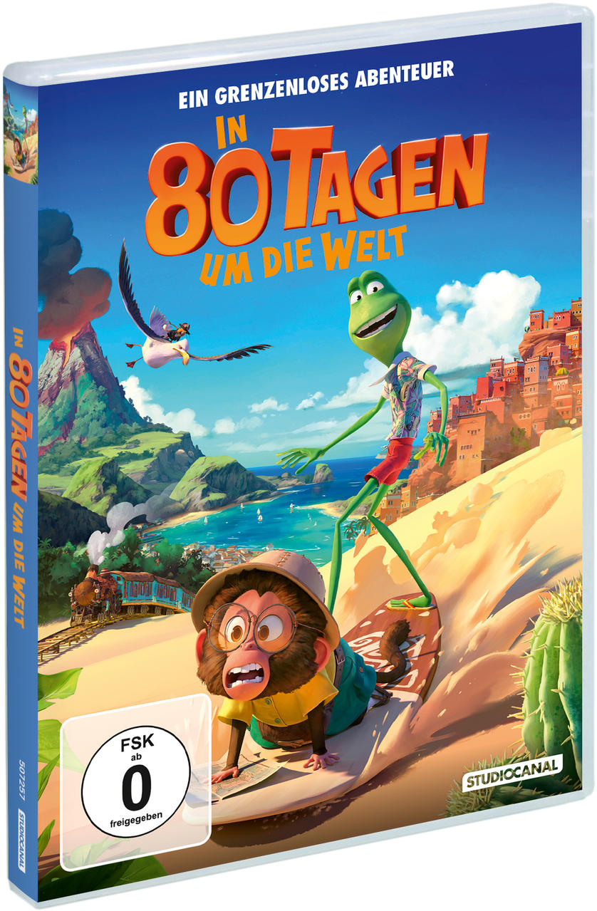 Eine DVD-Hülle mit einem Cartoon-Bild von Frosch, Affe und Stadtlandschaft. Der Filmtitel ist angezeigt.
