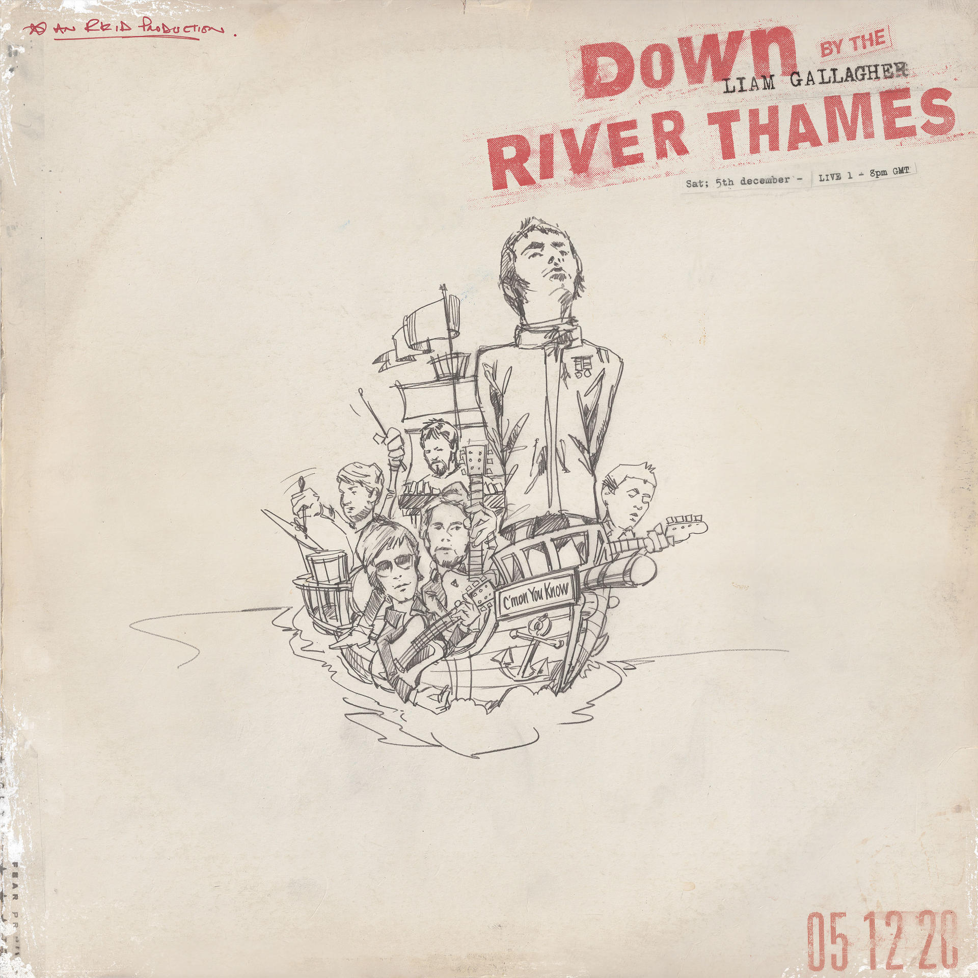 Album borító egy zenekar vázlatával egy hajón, a "Down by the River Thames" felirattal.